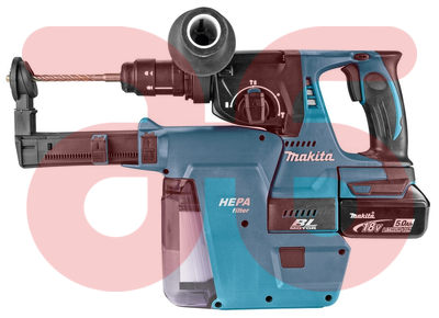 Makita accucombihamer+stofafzuiging DHR243RTJV 18.0volt 5.0Ah