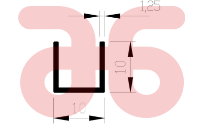 Alum u prof 10x10x10x1.25mm