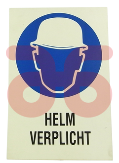 Wit bord met helm verplicht