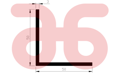 Alum hoekprofiel  50x50x3mm a 5mtr