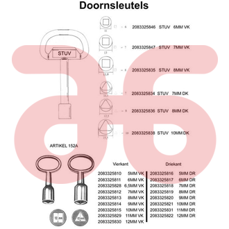 Doornsleutel 9 mm inw.vierk.