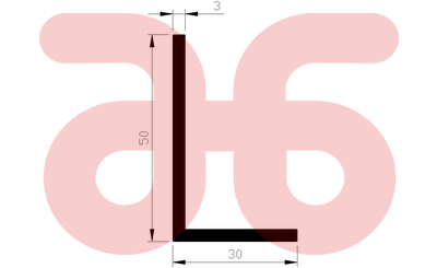 Alum hoekprofiel 50x30x3mm a 5mtr