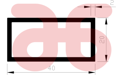 Alm buis rechth 40x20x2mm a 1m