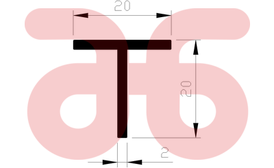 Alum t profiel 20x20x2mm