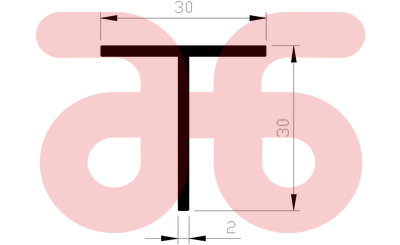 Alum t profiel 30x30x2mm