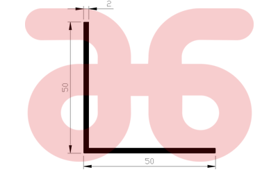 Alum hoekprofiel 50x50x2mm a 5mtr