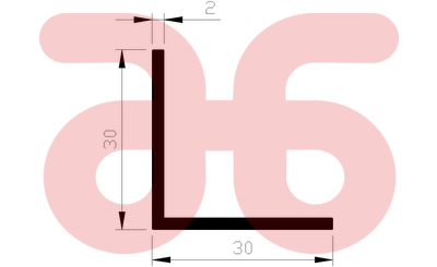 Alum hoekprofiel 30x30x2mm a 5mtr
